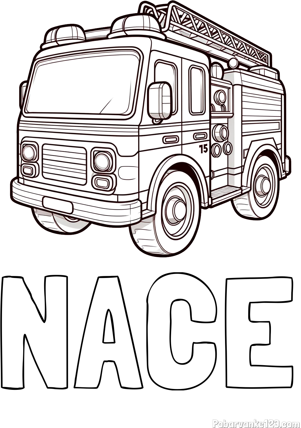 Pobarvanka imena NACE in otroška pobarvanka gasilskega avta