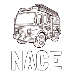 Online izdelana pobarvanka - Pobarvanka imena NACE in otroška pobarvanka gasilskega avta