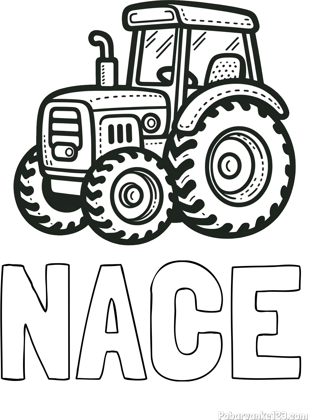 Pobarvanka imena NACE in pobarvanka čudovitega traktorja