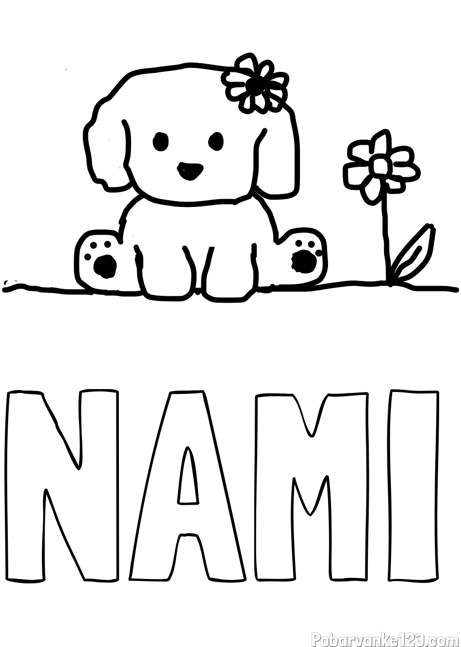 Pobarvanka imena NAMI in KUŽIKA