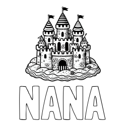 Online izdelana pobarvanka - Pobarvanka imena NANA in pobarvanka velikega peščenega gradu