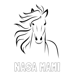Online izdelana pobarvanka - Pobarvanka imena NAŠA MAMI in lepa pobarvanka konja