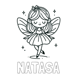 Online izdelana pobarvanka - Pobarvanka imena NATAŠA in enostavna pobarvanka čarobne vile