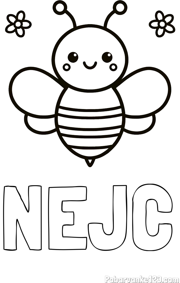 Pobarvanka imena NEJC in otroška pobarvanka čebele