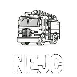 Online izdelana pobarvanka - Pobarvanka imena NEJC in pobarvanka velikega gasilskega avta