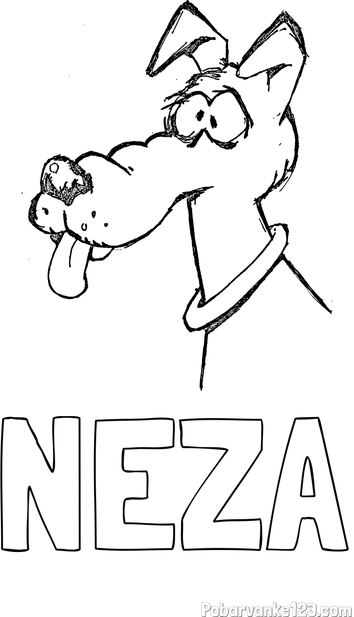 Pobarvanka imena NEŽA in pobarvanka smešnega kužka