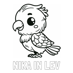 Online izdelana pobarvanka - Pobarvanka imena NIKA IN LEV in pobarvanka ljubkega papagaja