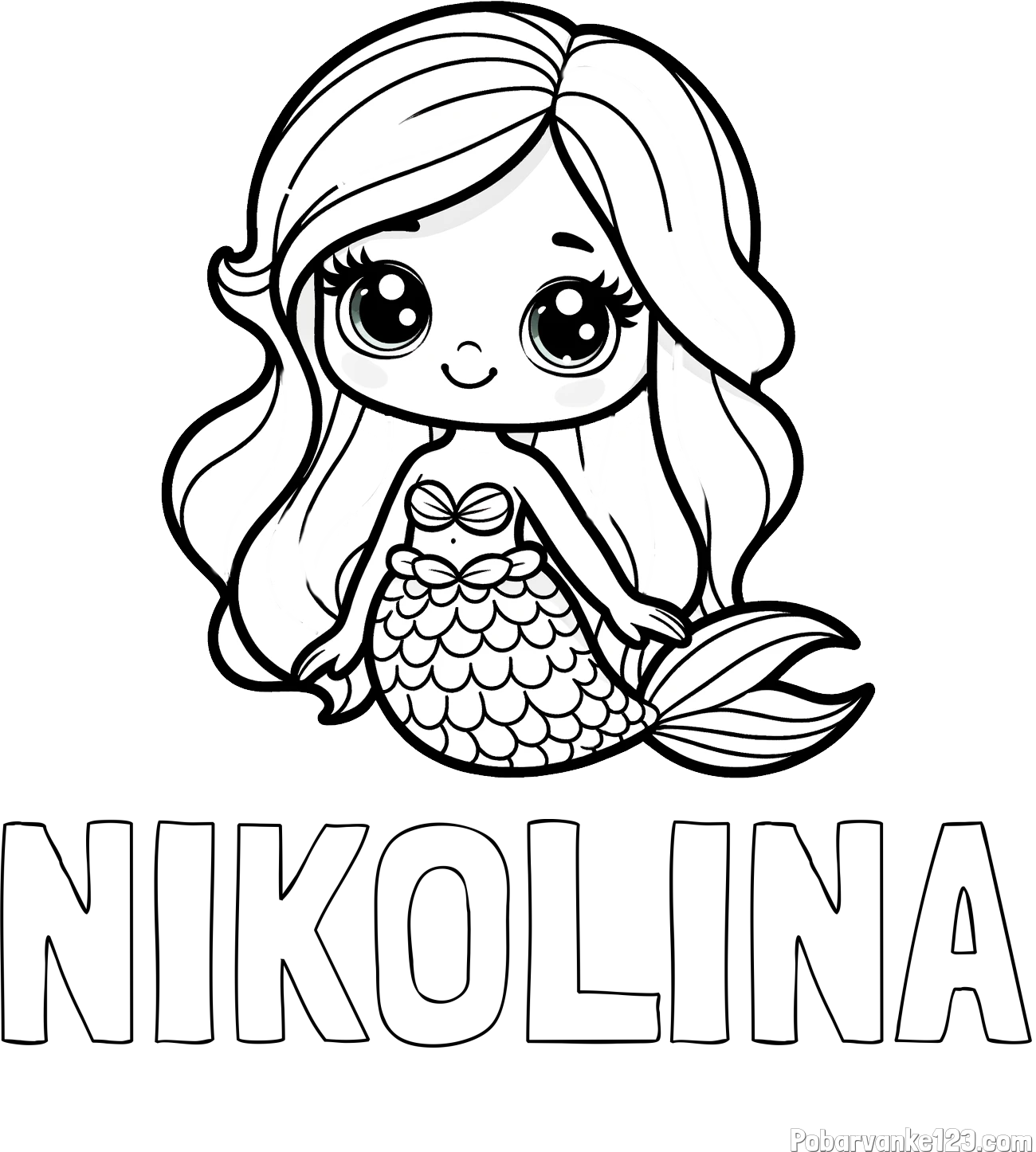 Pobarvanka imena NIKOLINA in pobarvanka prikupne morske deklice