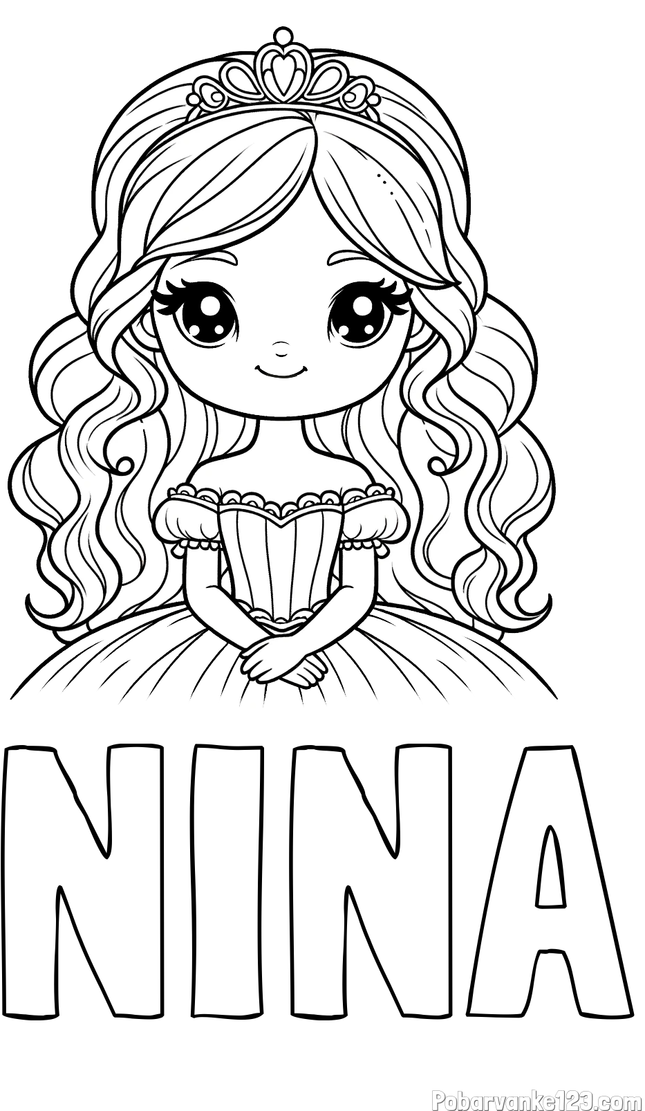 Pobarvanka imena NINA in pobarvanka ljubke princese
