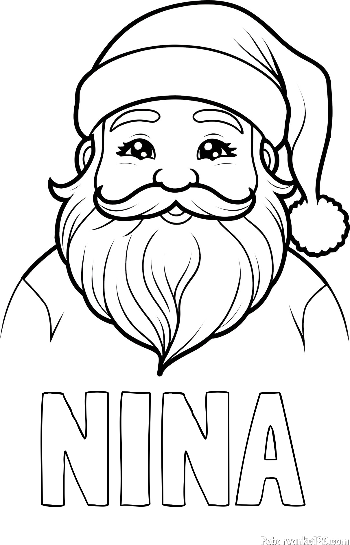 Pobarvanka imena NINA in preprosta pobarvanka ljubkega Božička