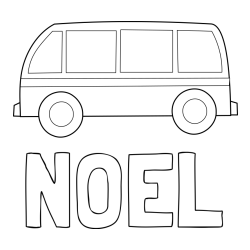 Online izdelana pobarvanka - Pobarvanka imena NOEL in avtobus