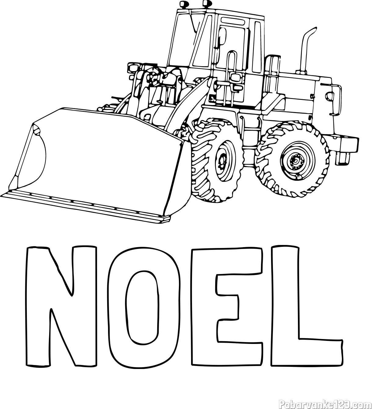 Pobarvanka imena NOEL in pobarvanka velikega bagra