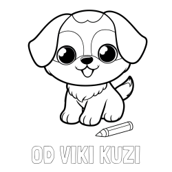 Online izdelana pobarvanka - Pobarvanka imena OD VIKI KUŽI in pobarvanka prikupnega kužka