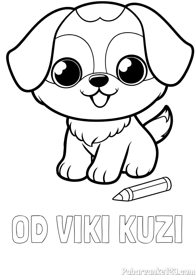 Pobarvanka imena OD VIKI KUŽI in pobarvanka prikupnega kužka