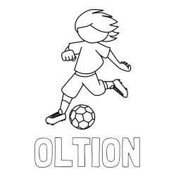 Online izdelana pobarvanka - Pobarvanka imena OLTION in otroška pobarvanka preprosto ilustriranega nogometaša
