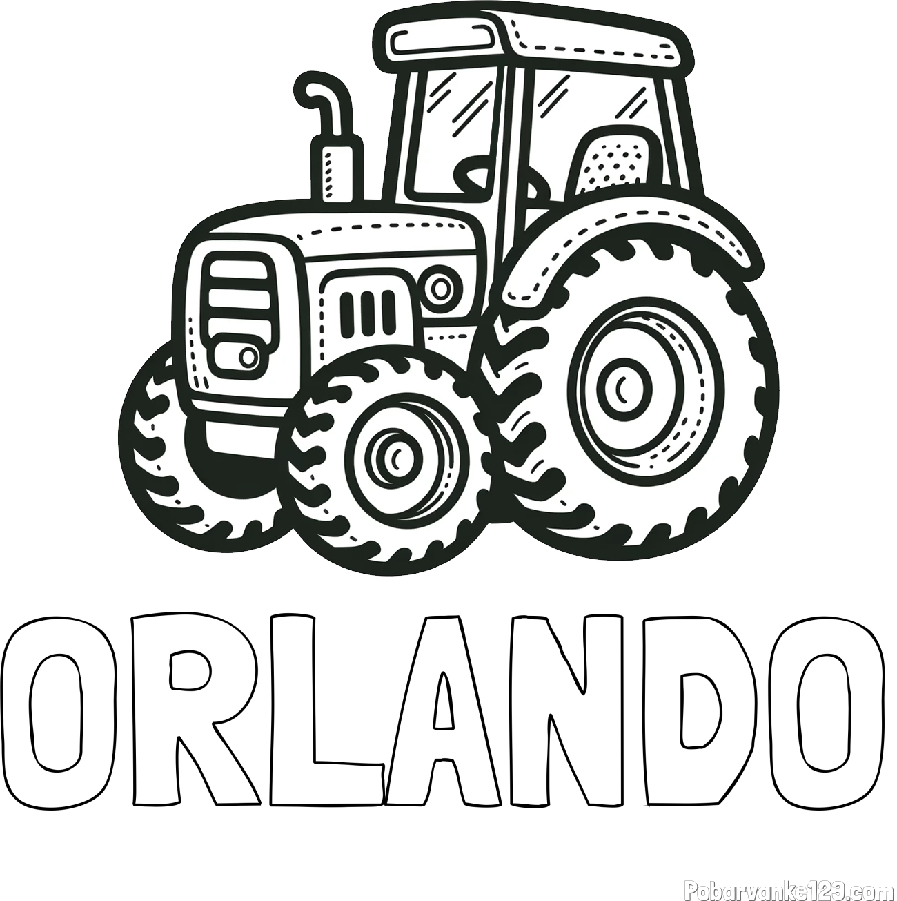 Pobarvanka imena ORLANDO in pobarvanka čudovitega traktorja