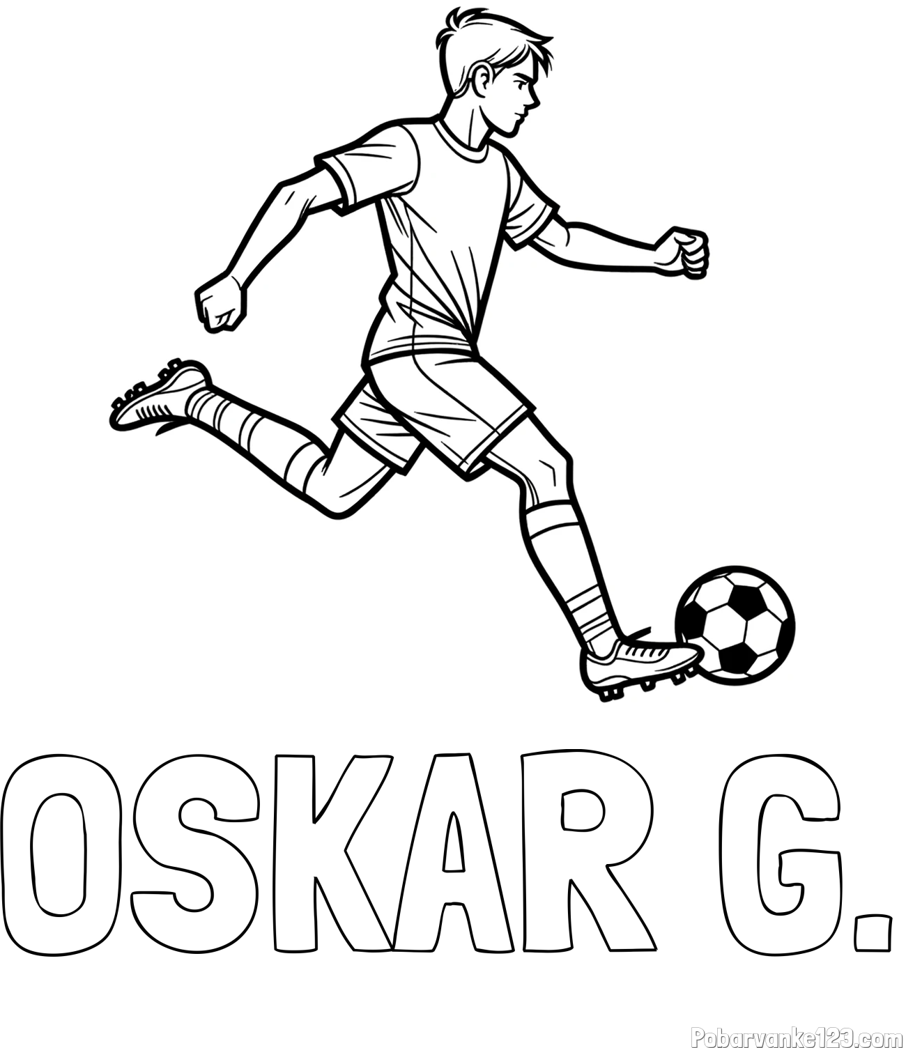 Pobarvanka imena OSKAR G. in pobarvanka nogometaša v napadu