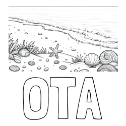 Online izdelana pobarvanka - Pobarvanka imena OTA in pobarvanka morja in plaže