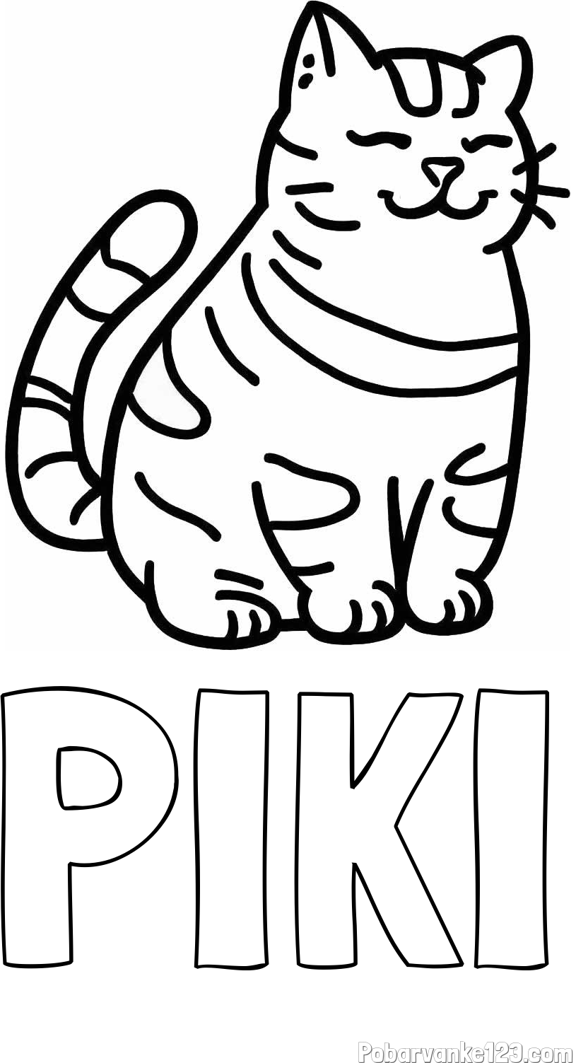 Pobarvanka imena PIKI in pobarvanka debelušne mačke
