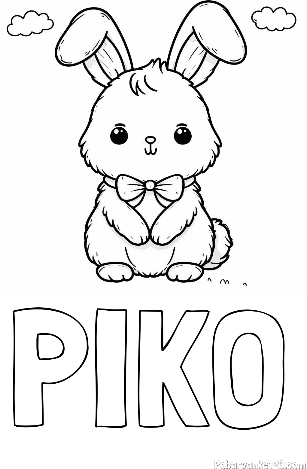 Pobarvanka imena PIKO in pobarvanka prikupnega zajčka