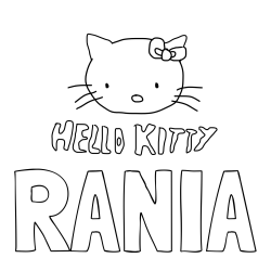 Online izdelana pobarvanka - Pobarvanka imena RANIA in pobarvanka ljubke mucke Hello Kitty