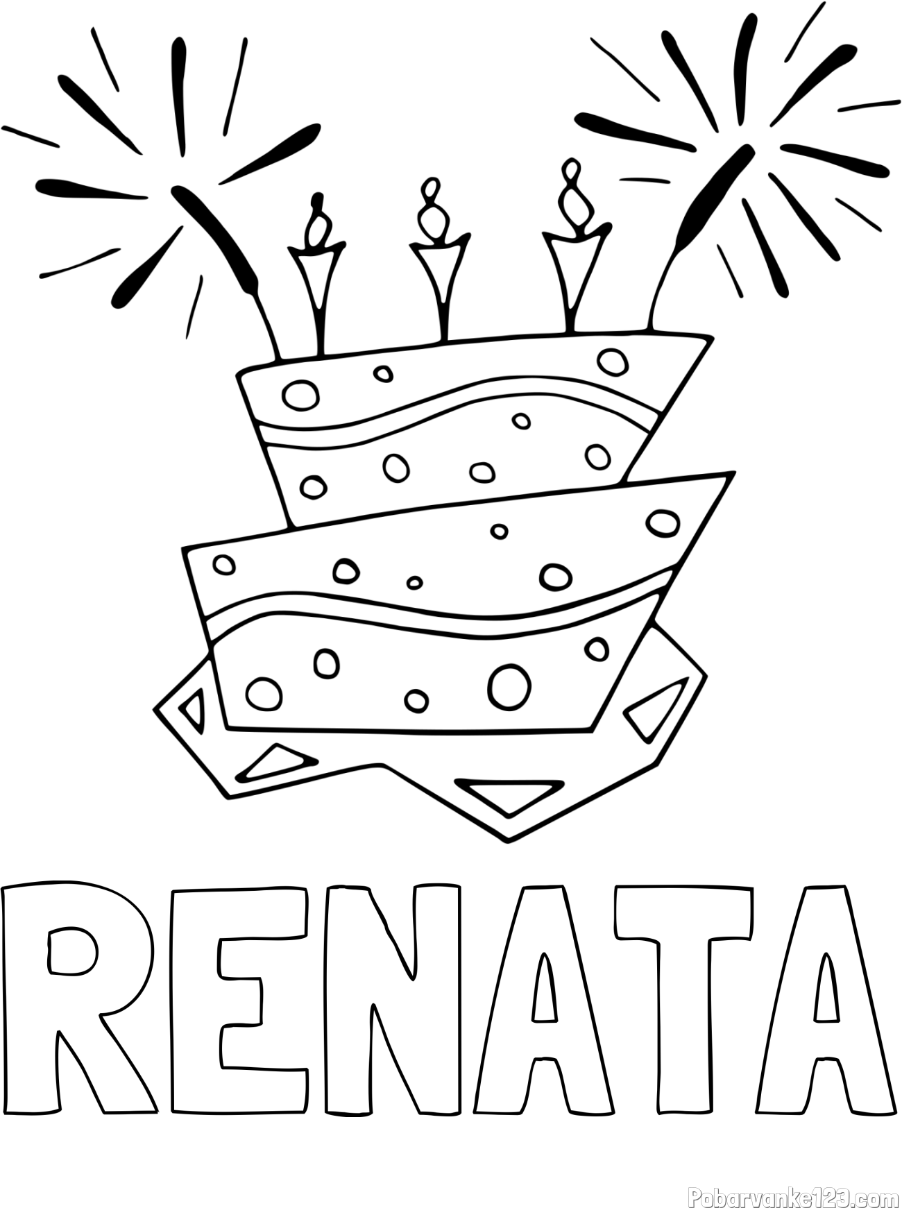 Pobarvanka imena RENATA in pobarvanka rojstnodnevne torte