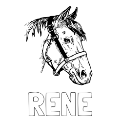 Online izdelana pobarvanka - Pobarvanka imena RENE in konjska glava