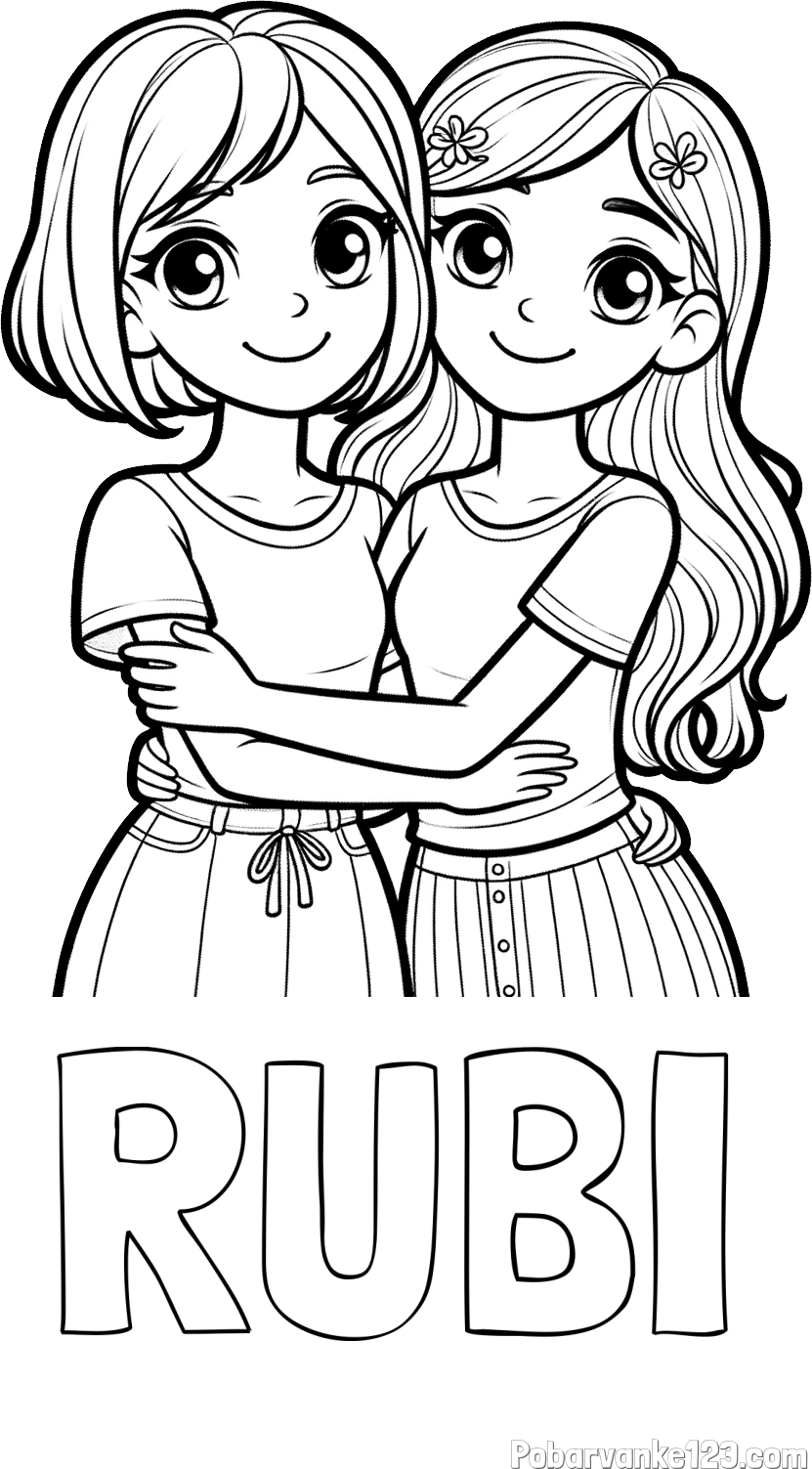 Pobarvanka imena RUBI in pobarvanka ljubkih prijateljic