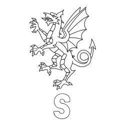 Online izdelana pobarvanka - Pobarvanka imena S in pobarvanka zmaja