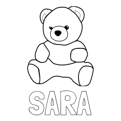 Online izdelana pobarvanka - Pobarvanka imena SARA in pobarvanka medvedka