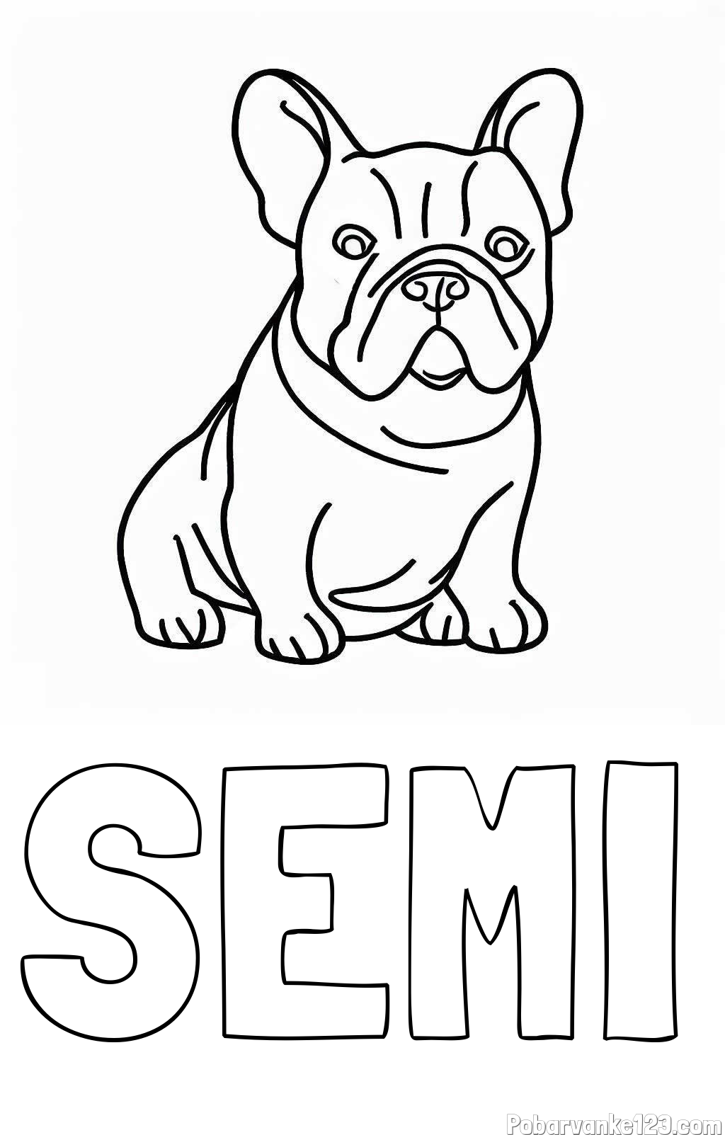 Pobarvanka imena SEMI in pobarvanka francoskega buldoga