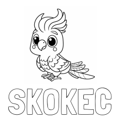Online izdelana pobarvanka - Pobarvanka imena SKOKEC in pobarvanka ljubke papige