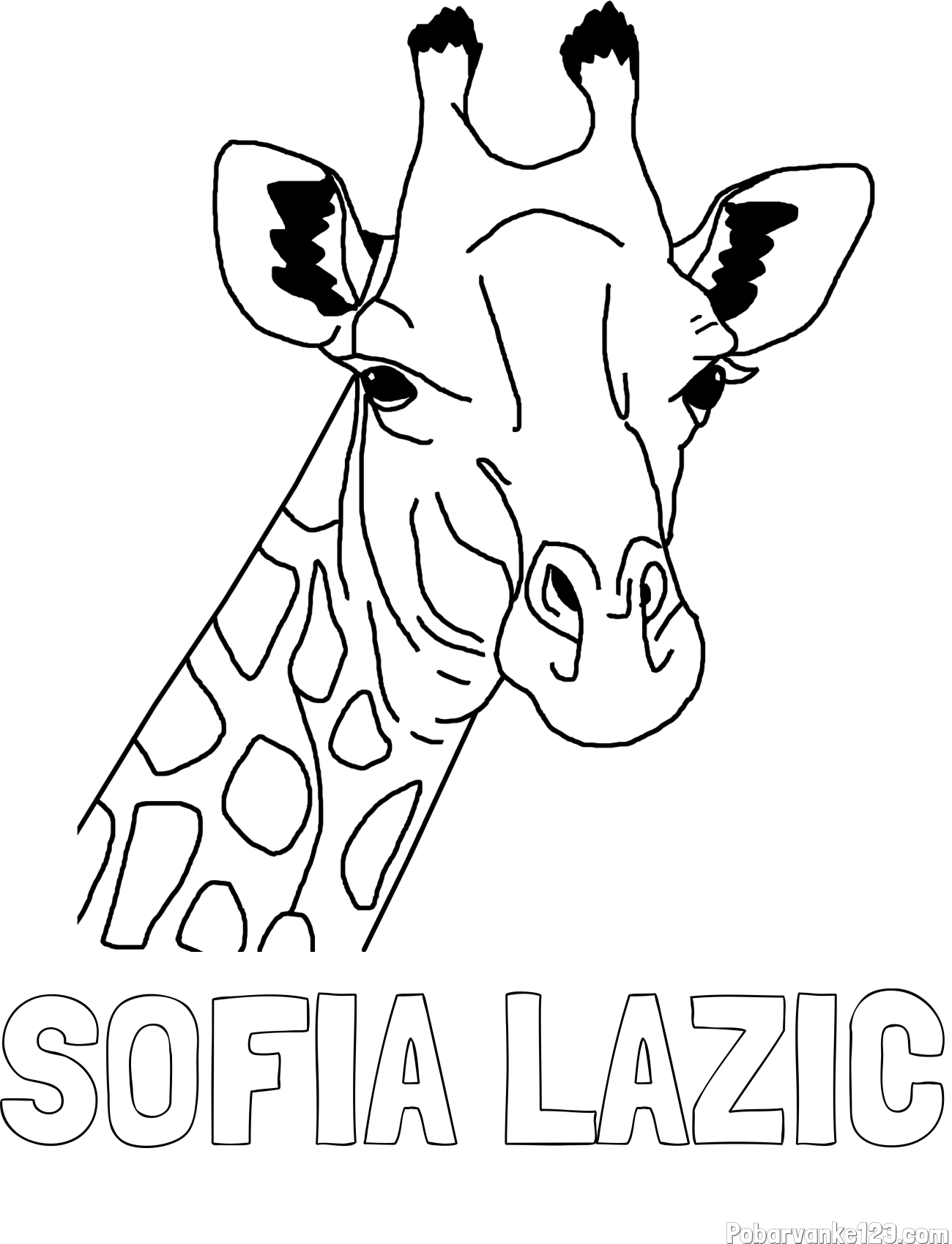 Pobarvanka imena SOFIA LAZIĆ in lepa pobarvanka žirafje glave