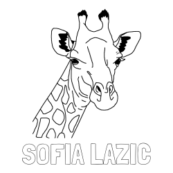 Online izdelana pobarvanka - Pobarvanka imena SOFIA LAZIĆ in lepa pobarvanka žirafje glave