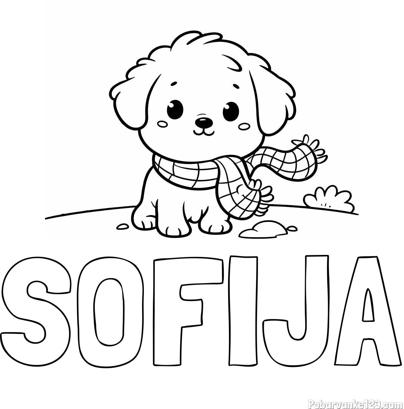 Pobarvanka imena SOFIJA in pobarvanka prikupnega psička