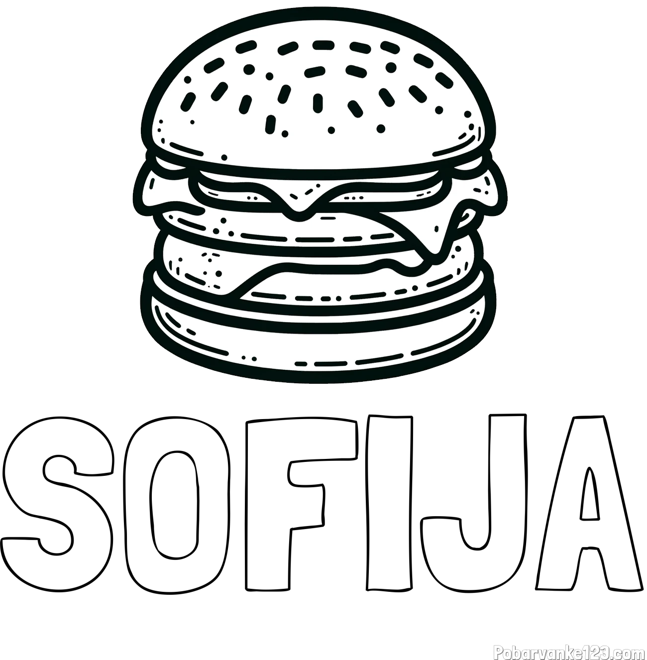 Pobarvanka imena SOFIJA in preprosta pobarvanka hamburgerja