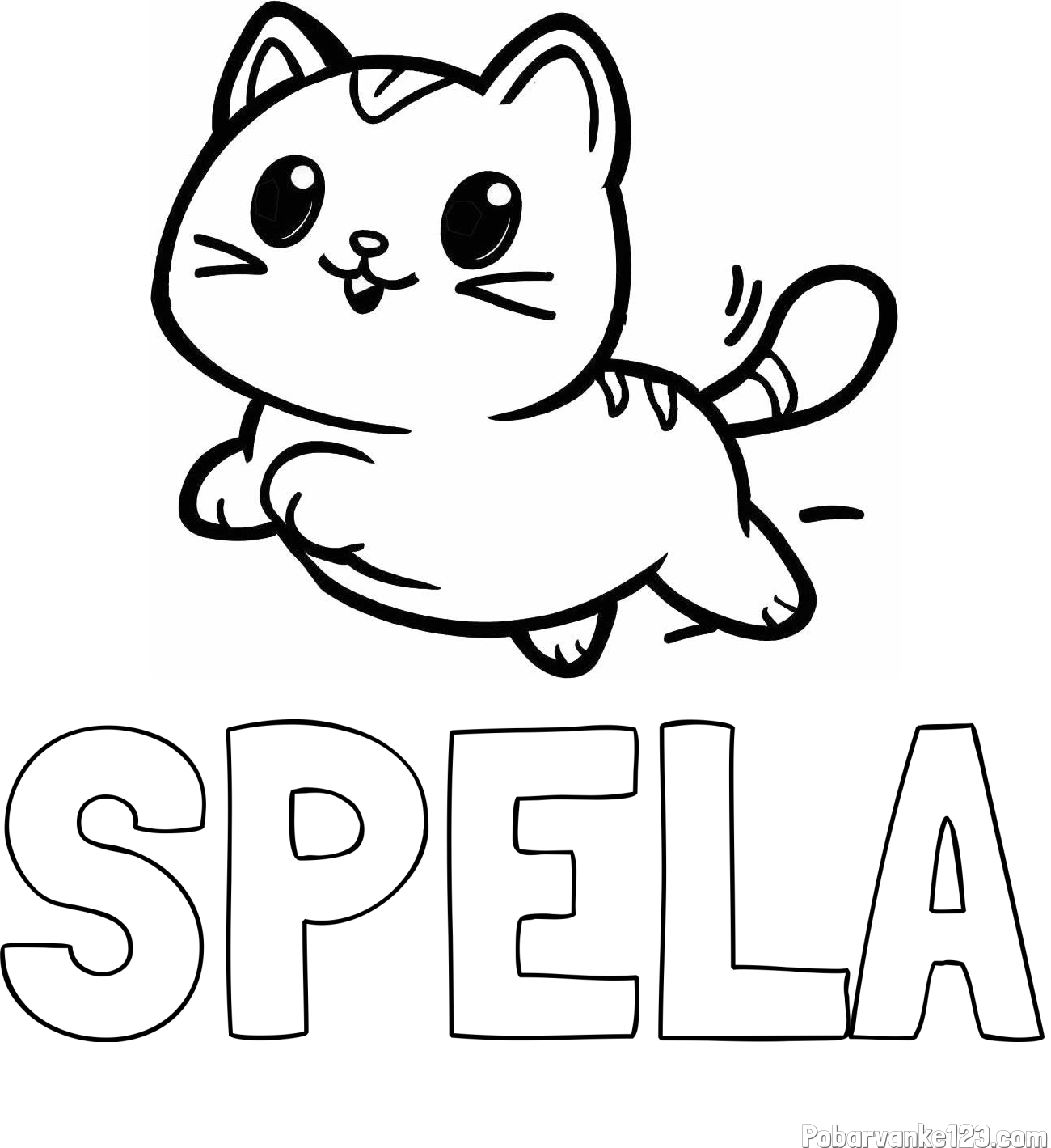 Pobarvanka imena ŠPELA in pobarvanka prikupne mačke med tekom