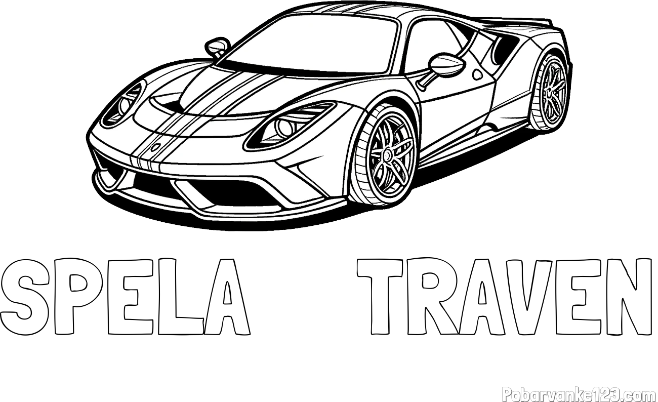 Pobarvanka imena ŠPELA     TRAVEN in pobarvanka čudovitega športnega avtomobila