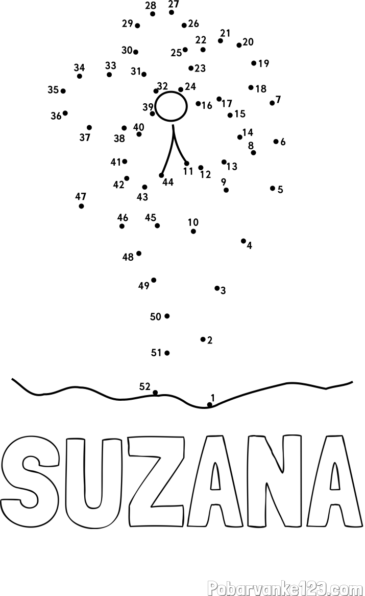 Pobarvanka imena SUZANA in Črtna pobarvanka cvetlice