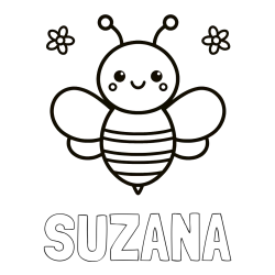 Online izdelana pobarvanka - Pobarvanka imena SUZANA in otroška pobarvanka čebele