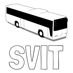 Online izdelana pobarvanka - Pobarvanka imena SVIT in pobarvanka velikega avtobusa