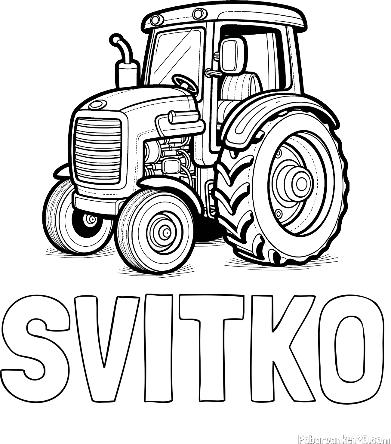 Pobarvanka imena SVITKO in pobarvanka starega, a lepega traktorja