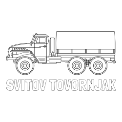 Online izdelana pobarvanka - Pobarvanka imena SVITOV TOVORNJAK in pobarvanka velikega kamiona za prevoz težkega tovora