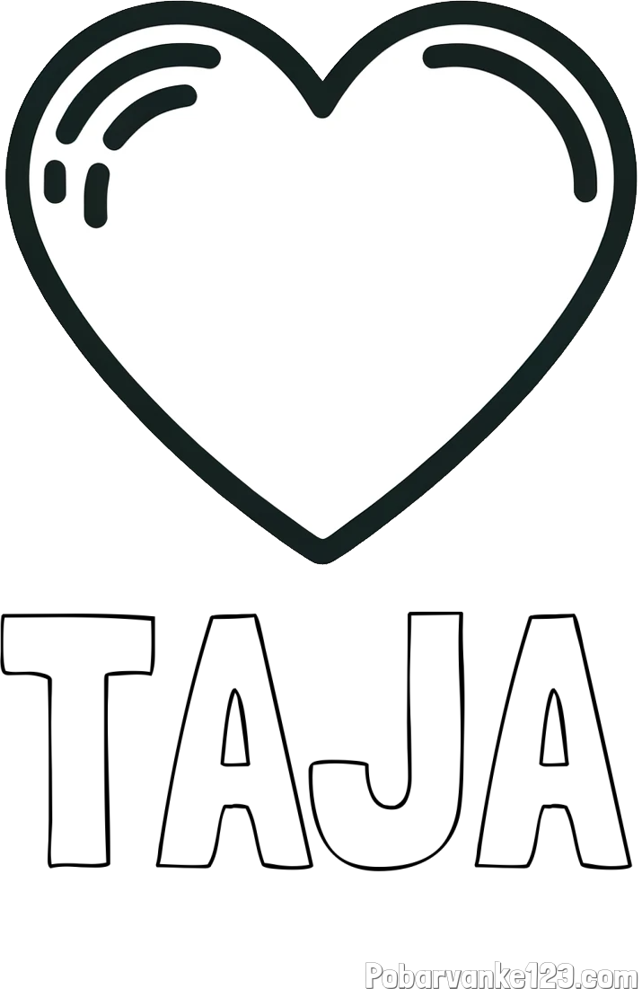 Pobarvanka imena TAJA in pobarvanka lepega srčka