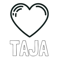 Online izdelana pobarvanka - Pobarvanka imena TAJA in pobarvanka lepega srčka