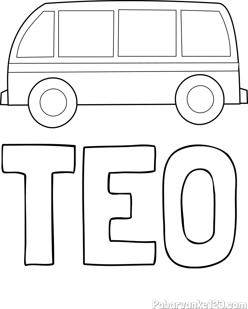 Pobarvanka imena TEO in avtobus