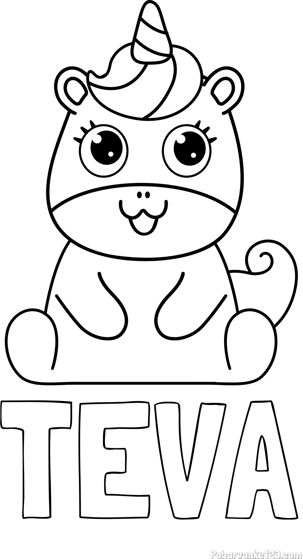 Pobarvanka imena TEVA in pobarvanka čudovitega samoroga Unicorn