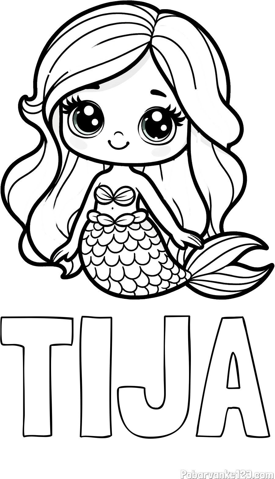 Pobarvanka imena TIJA in pobarvanka prikupne morske deklice