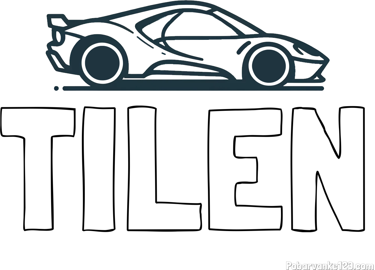 Pobarvanka imena TILEN in otroška pobarvanka dirkalnega avtomobila