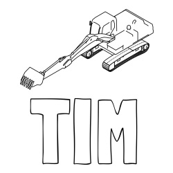Online izdelana pobarvanka - Pobarvanka imena TIM in pobarvanka bagra